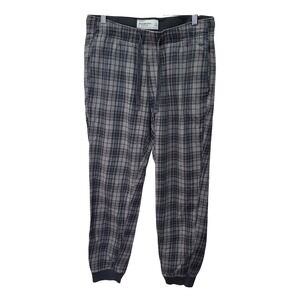 Abercrombie Fitch Men Soft Sleep Plaid Jogger Pant Size M Black Gray Lounge Cozy